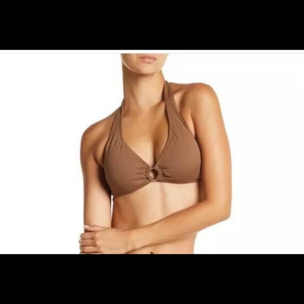 Letarte halter Bikini Top with ring Solid Bronze